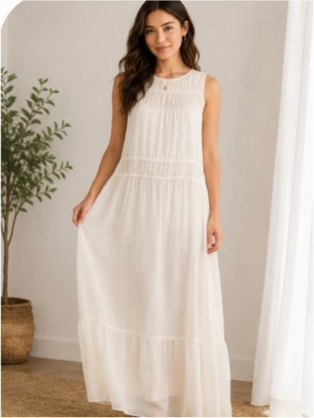 A New Day Iviry Chiffon Maxi Dress. Fully Lined. Sizes XS (nwt) XXL (nwot)